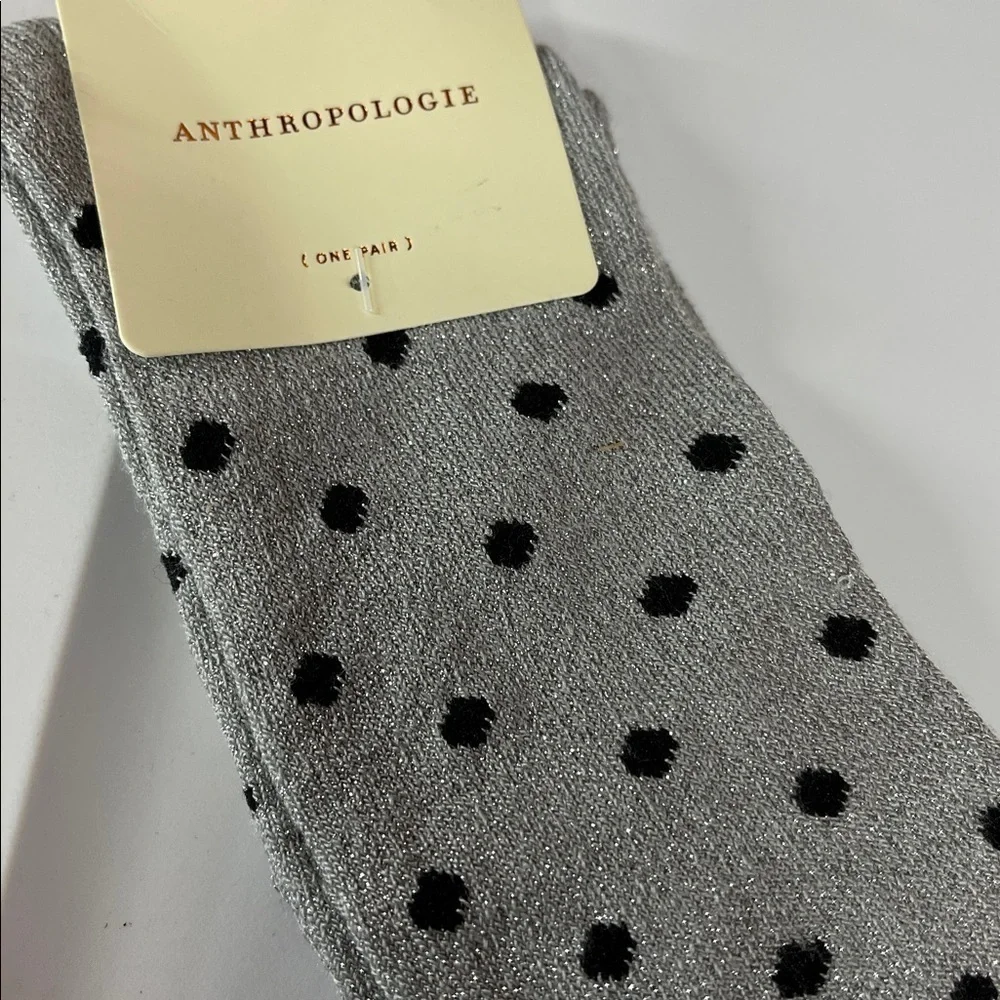 Anthropologie Lurex Gray Polka Dot Socks new with tags